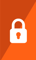 A lock icon on top of a background with half dark orange the other half a light orange